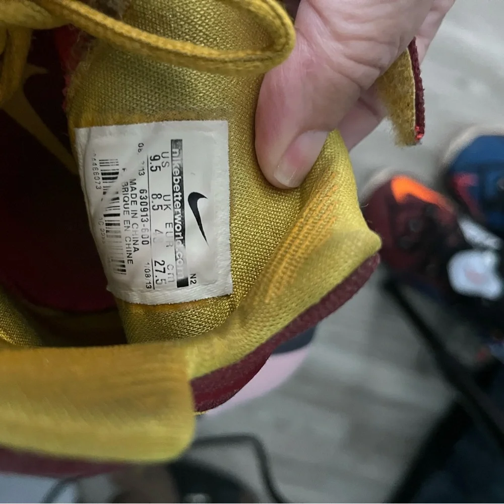 Red‎ and Yellow Nike Zoom High-Top Sneakers.